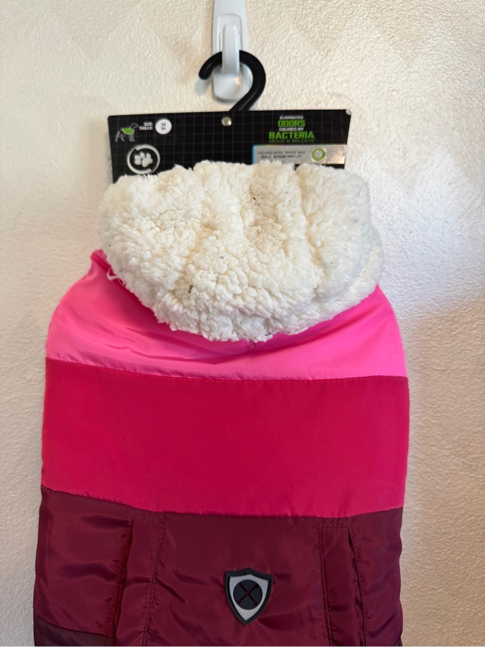 Silverpaw dog coat, Colorblock Pink & Maroon - Fleece lined, medium size
 -